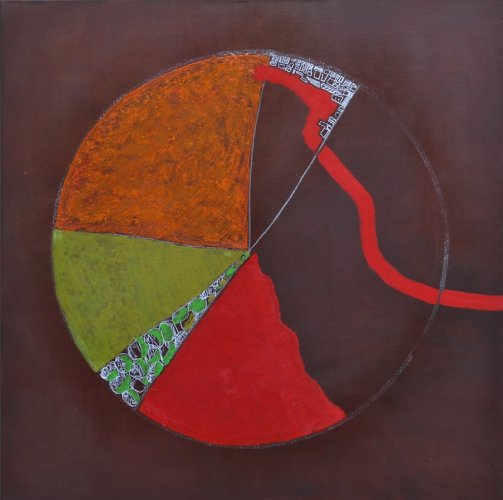 mise à jour 2 - pigment et acrylique sur toile - 100x100cm - 2010-2011 | Sylvie Malfait Carakehian